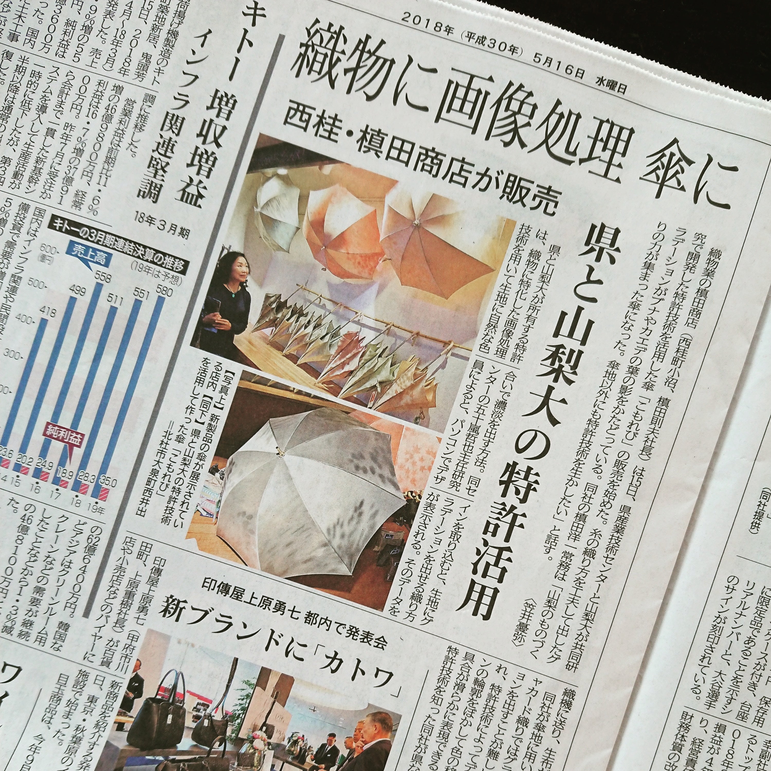 山梨日日新聞に「こもれび」が掲載されました